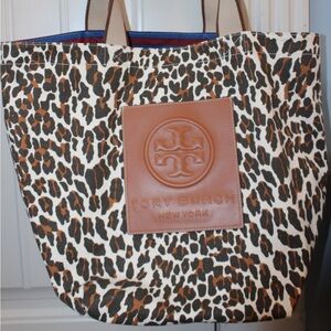 Tory Burch leopard print tote bag